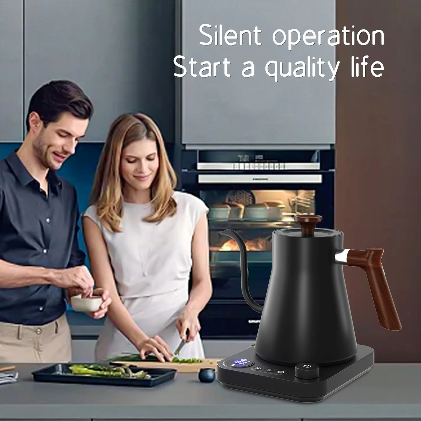Electric Gooseneck Kettle with LCD & Auto Shut Off, 0.9l